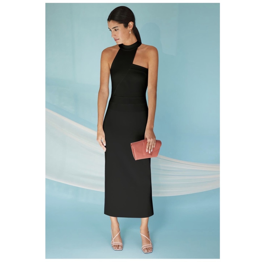 MARCELLA Women’s Size XXL Black Sonata Sleeveless Ponte Knit Midi Cocktail Dress